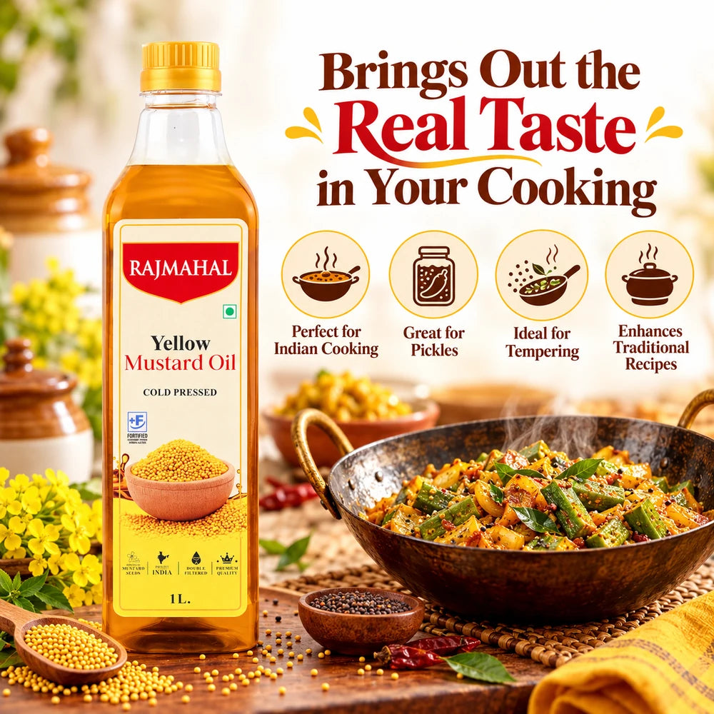 Rajmahal Yellow Mustard Oil – Pack of 2 — uses in Indian cooking