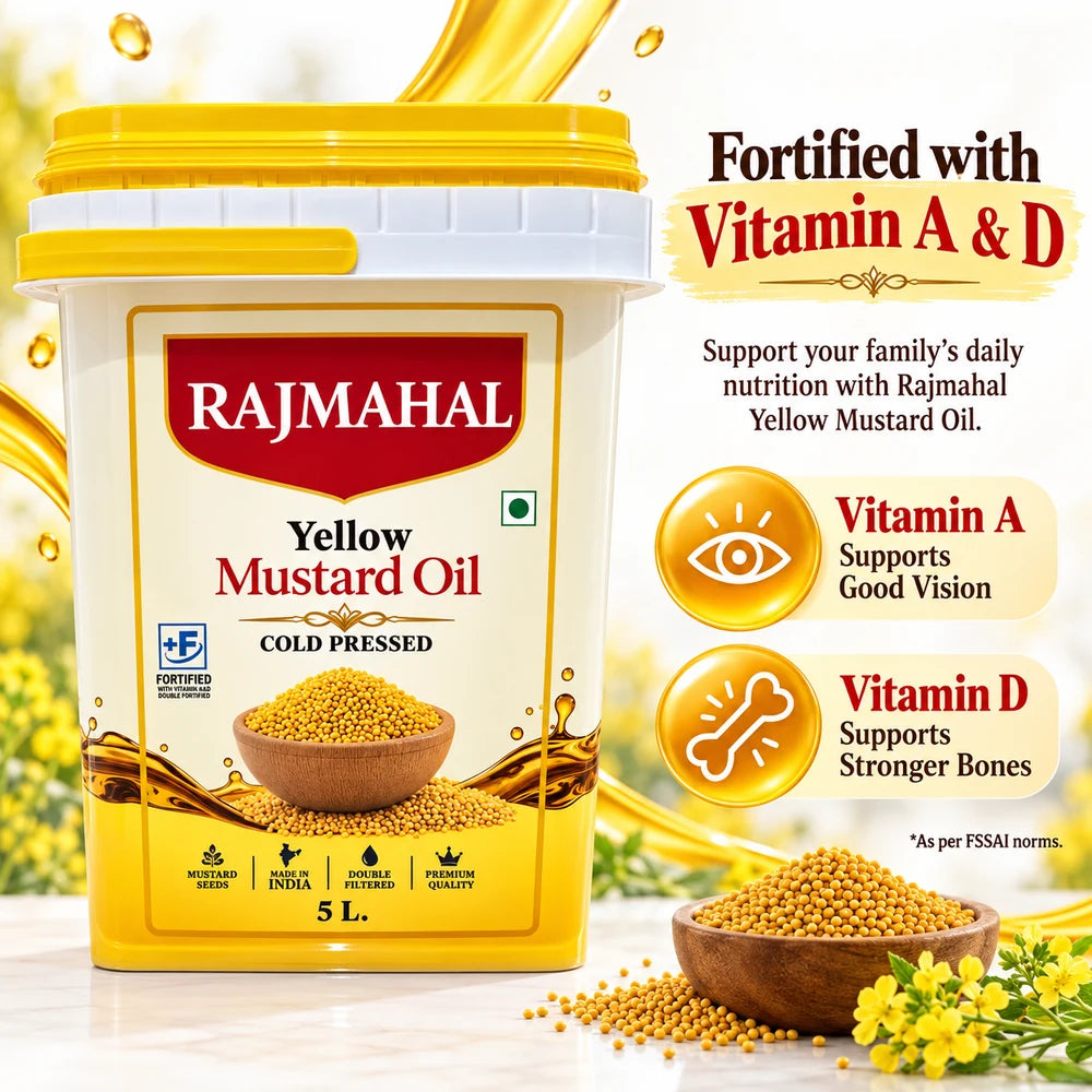 Rajmahal Yellow Mustard Oil – 5 L Family Pack — fortified with Vitamin A and D
